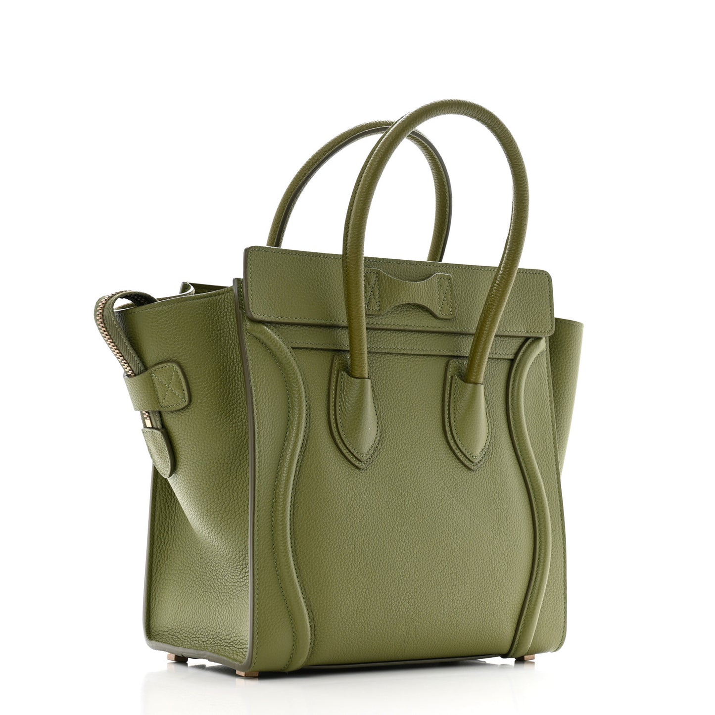 Drummed Calfskin Micro Luggage Light Khaki