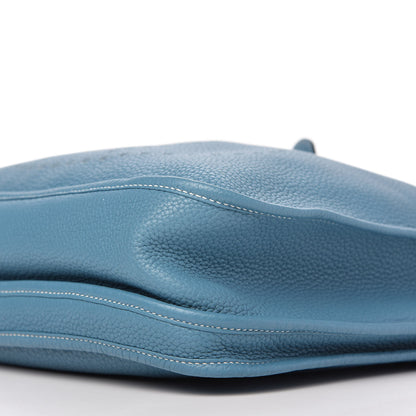 Hermes Taurillon Clemence Evelyne III GM Blue Jean 7 of 9
