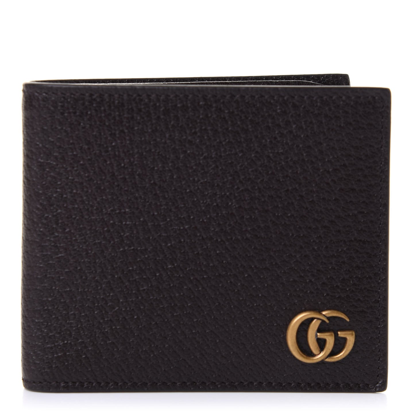 Calfskin Boar Effect GG Marmont Bi-Fold Wallet Black