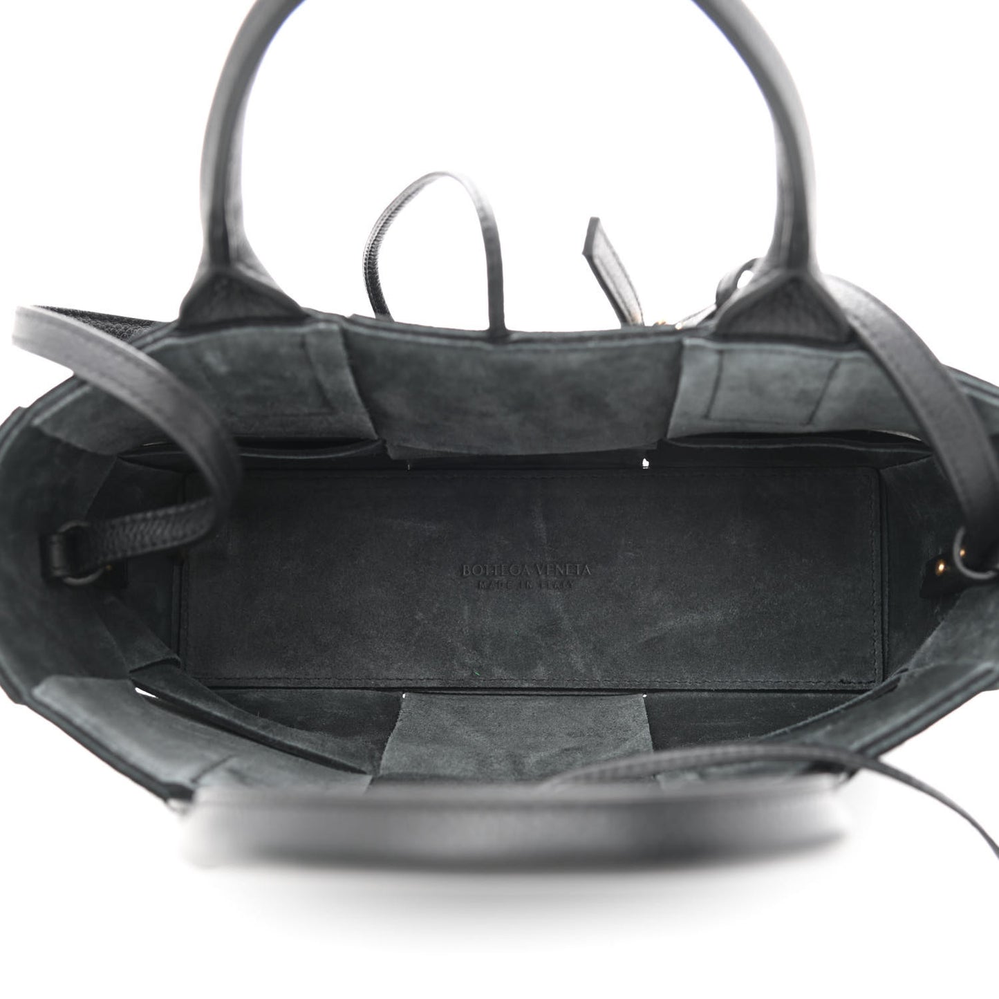 Grained Calfskin Maxi Intrecciato Mini Arco Tote Black