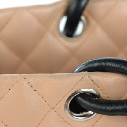 Chanel Calfskin Quilted Large Cambon Tote Beige Black 13 of 13