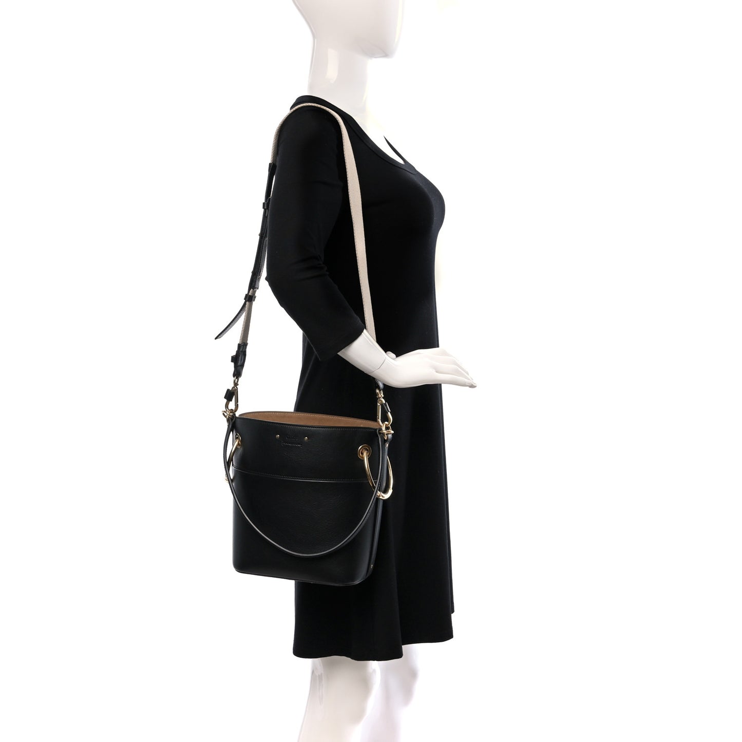Smooth Calfskin Small Roy Bucket Bag Black