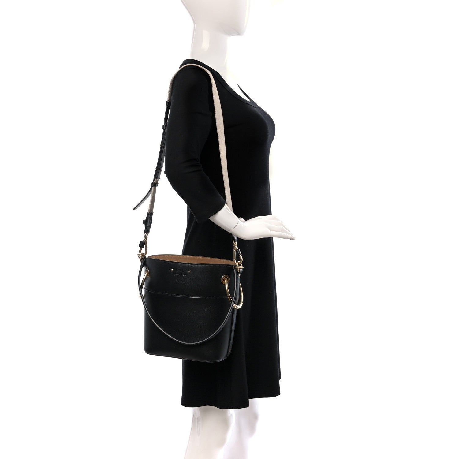 Chloe Smooth Calfskin Small Roy Bucket Bag Black 2 of 15