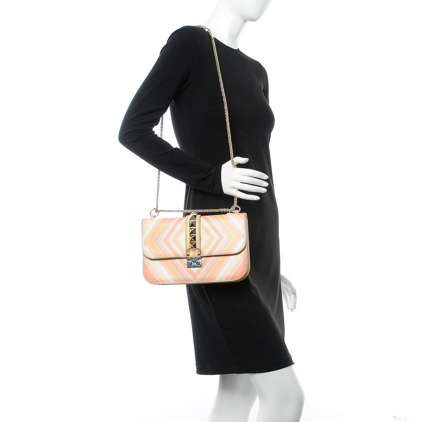 Vitello Native Couture 1975 Medium Glam Lock Rockstud Flap Mandarin Sorbet