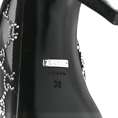 Gucci Tela Retino Kid Scamosciato Crystal GG Monogram Square G 95mm Slide Sandals 38 Black 6 of 10