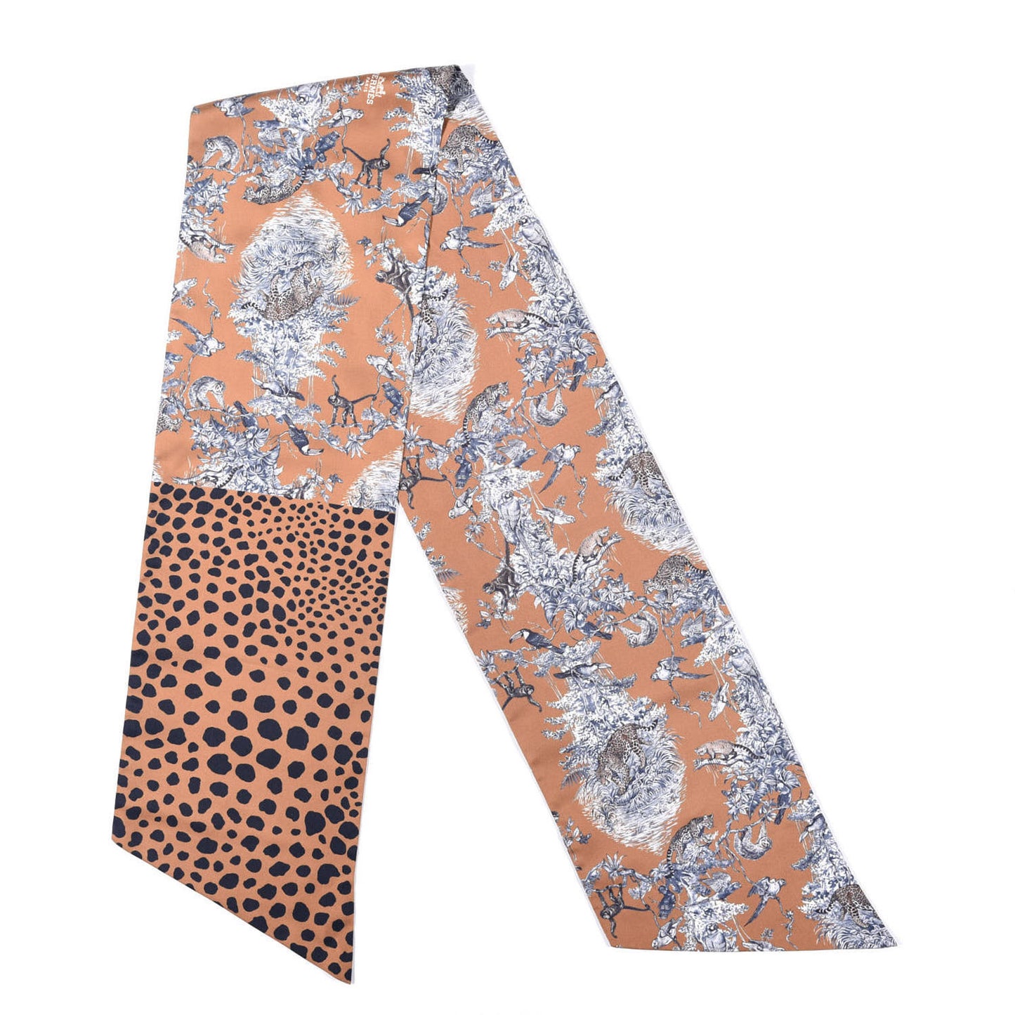 Silk Equateur Maxi Twilly Tabac Gris Bleuete