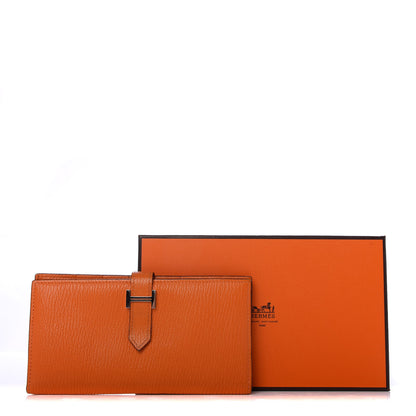 Hermes Chevre Mysore Bearn Gusset Wallet Orange 7 of 7