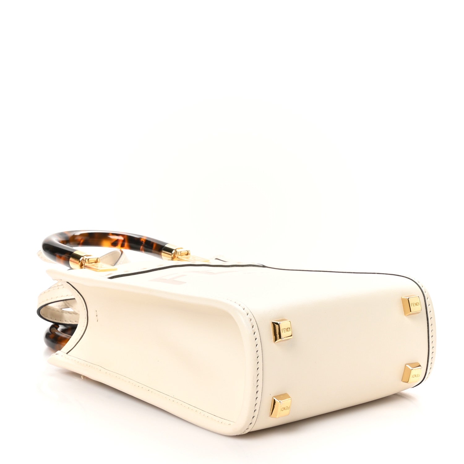 Fendi Vitello King Plexiglass Logo Embossed Mini Fendi Sunshine Shopper Tote White Ice 4 of 10
