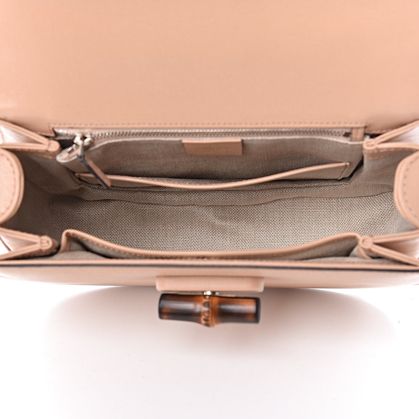 Shangai Calfskin Small Classic Bamboo Top Handle Bag Pink Apricot