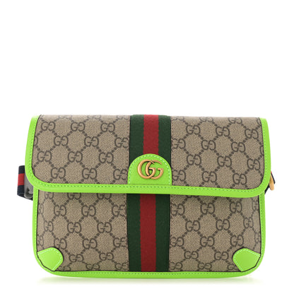 Gucci GG Supreme Monogram Web Small Ophidia Belt Bag Beige Ebony Electric Green 1 of 11