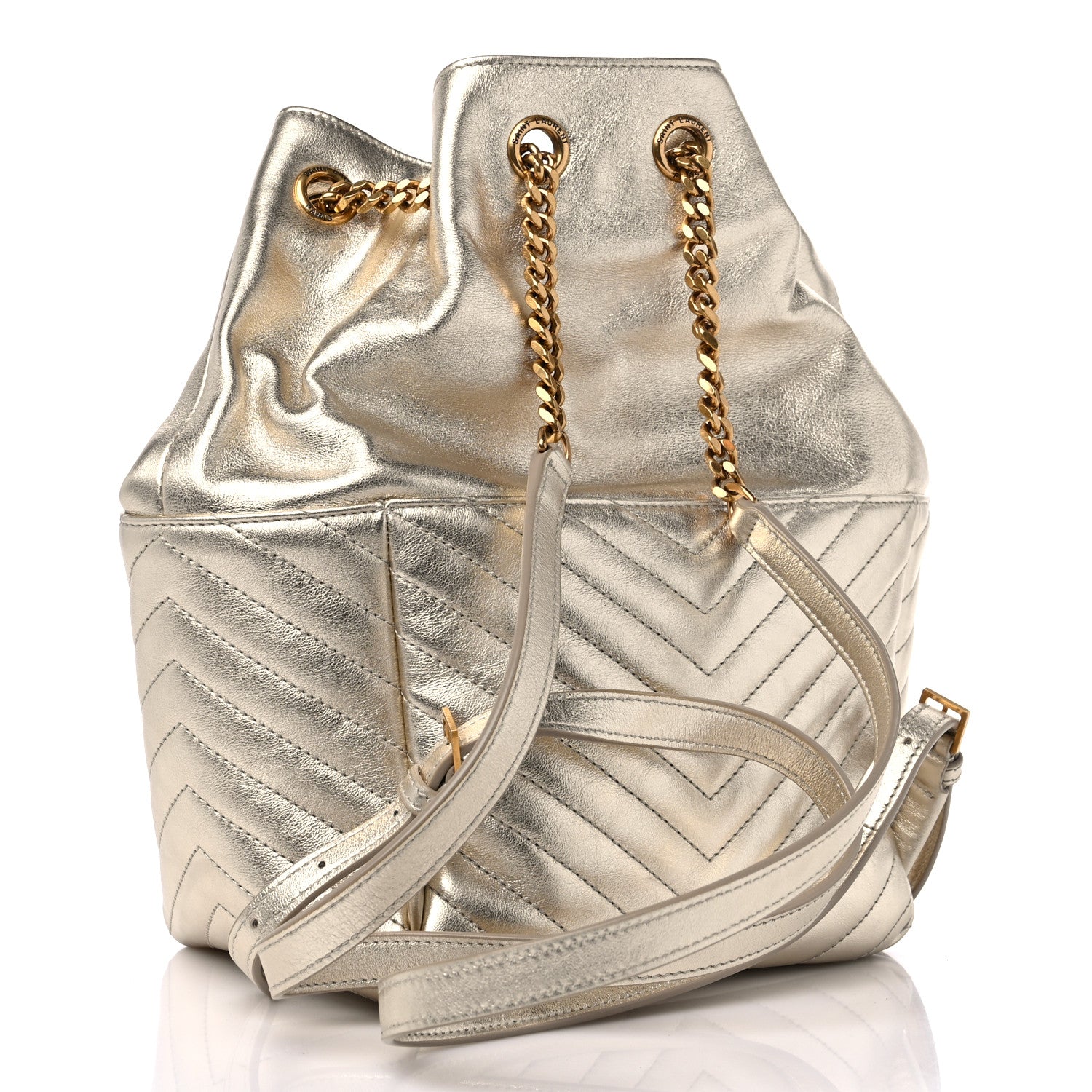 Saint Laurent Lambskin Matelasse Monogram Joe Backpack Pale Gold 2 of 9