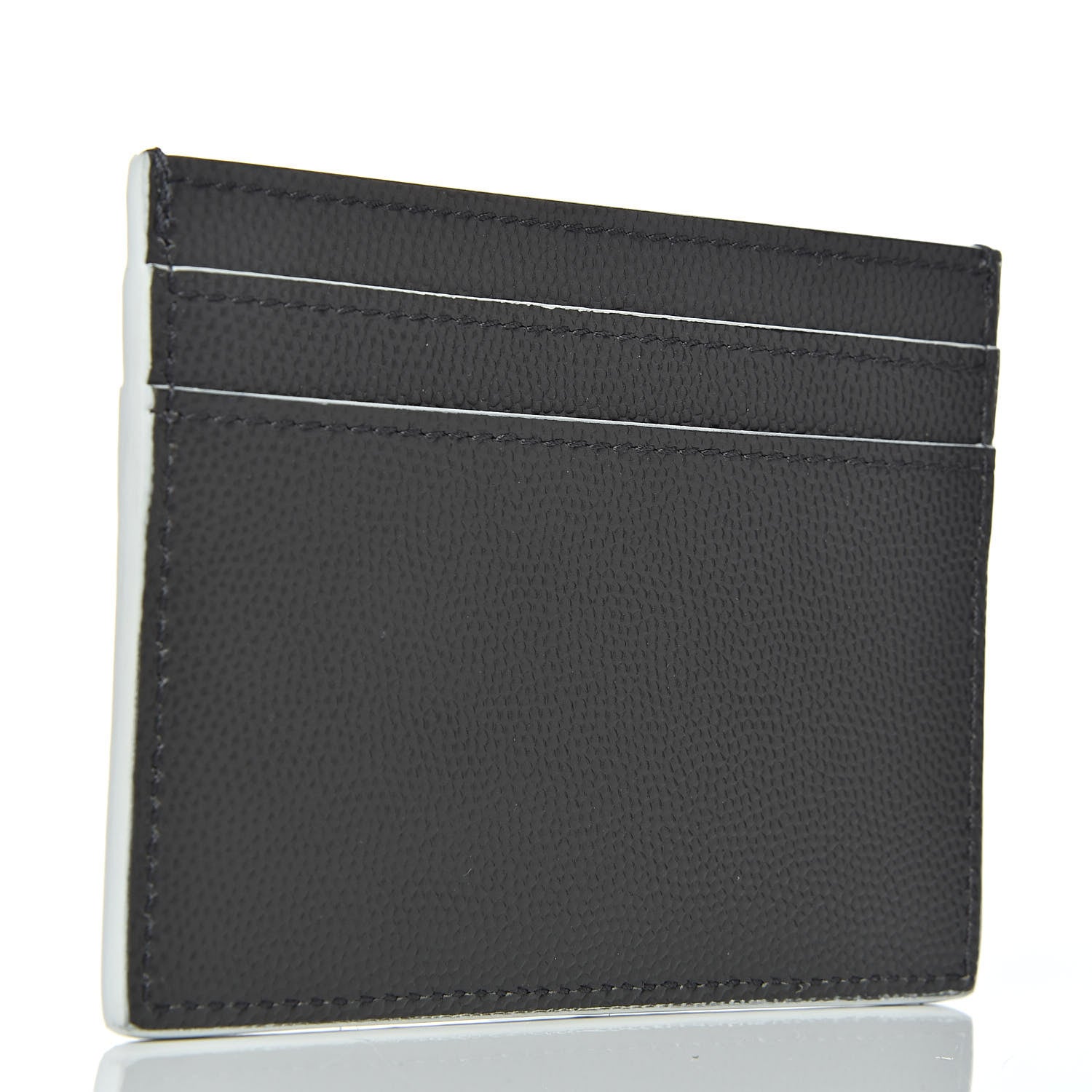 Saint Laurent Grain De Poudre Monogram Credit Card Case Grey 3 of 8