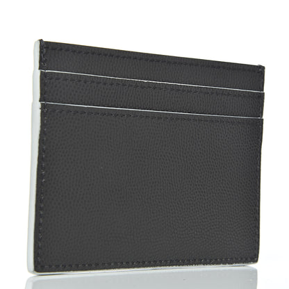 Saint Laurent Grain De Poudre Monogram Credit Card Case Grey 3 of 8