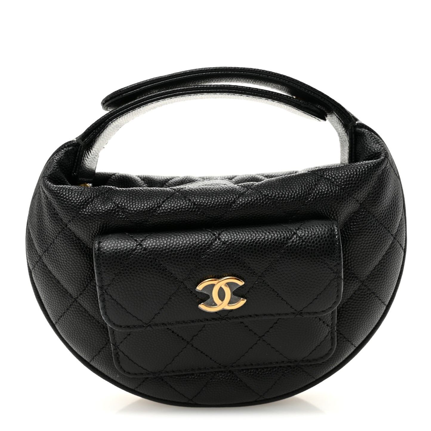 Caviar Quilted Polly Pocket Pouch Hobo Black