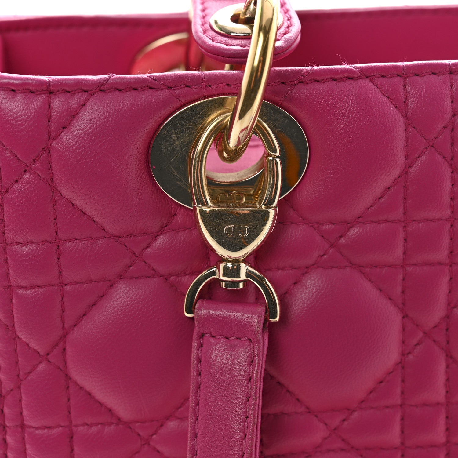 Christian Dior Lambskin Cannage Medium Lady Dior Fuchsia 14 of 16