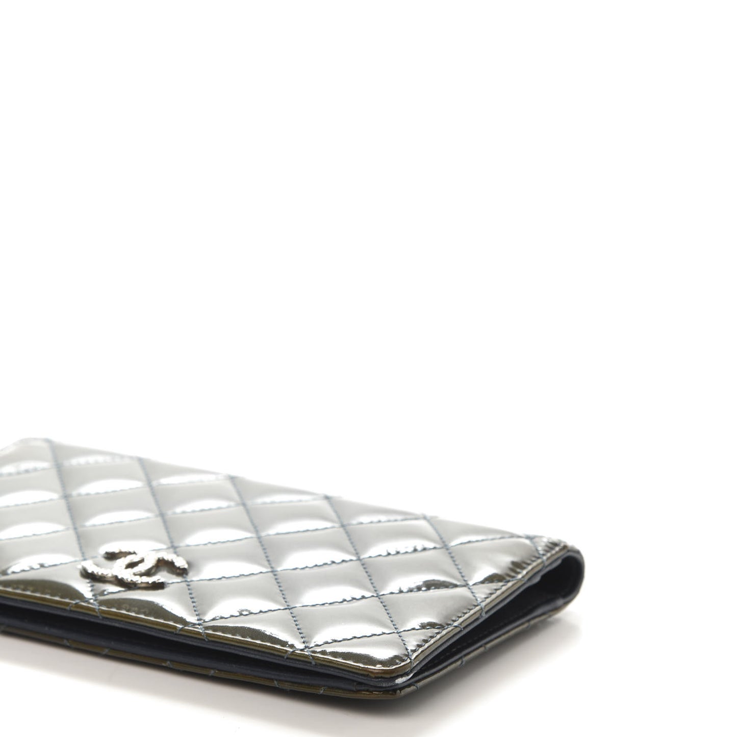 Patent Quilted Brilliant Yen Wallet Blue Fonce