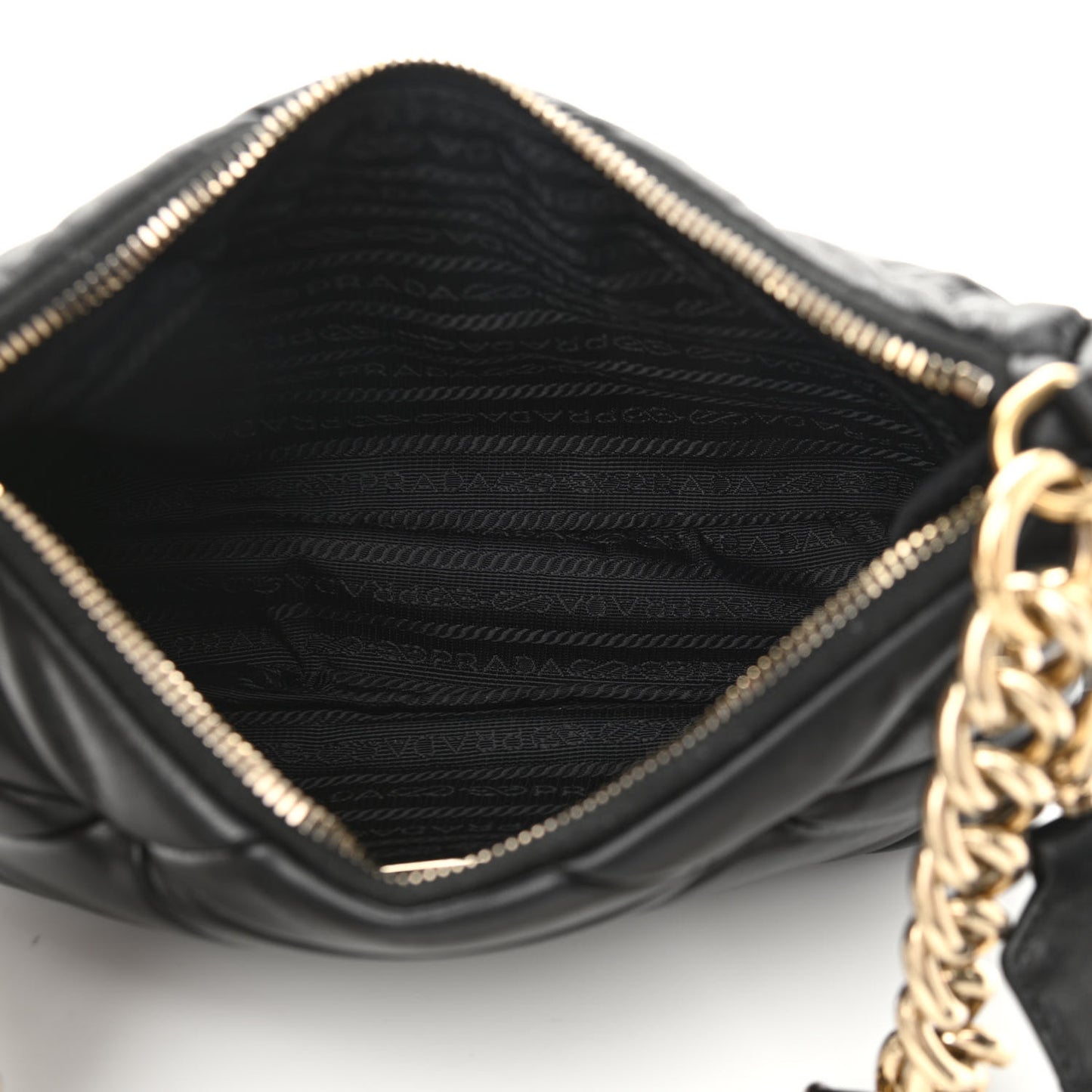 Nappa Re-Nylon Triangle Quilted Patchwork System Shoulder Bag Black