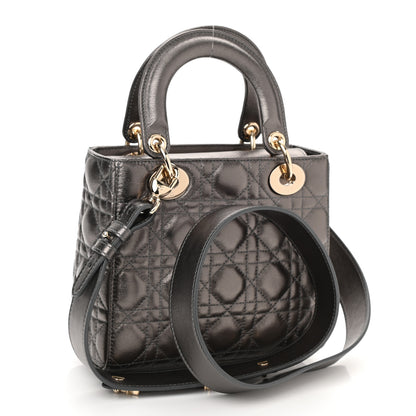 Christian Dior Metallic Grained Calfskin Cannage My ABCDior Lady Dior Gunmetal 4 of 9