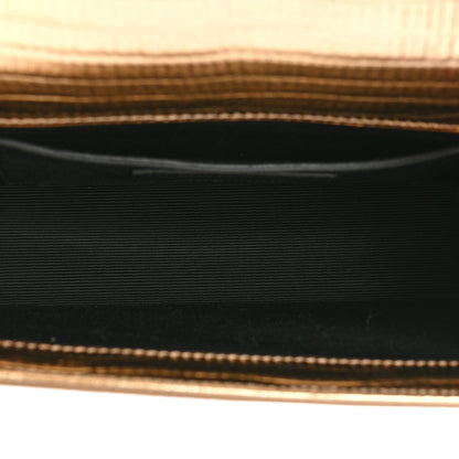 Saint Laurent Metallic Calfskin Crocodile Embossed Small Classic Monogram Kate Tassel Satchel Gold 5 of 12
