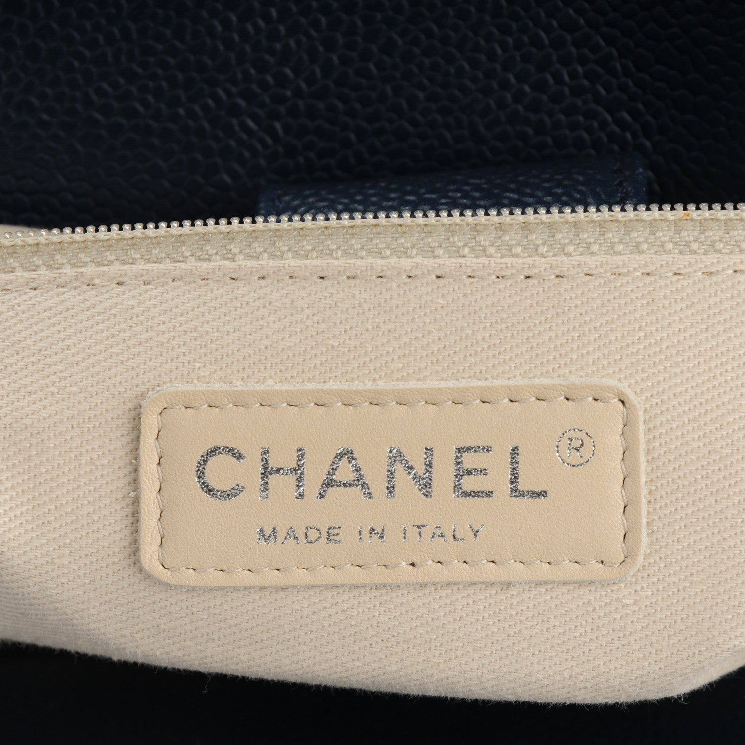 Chanel Soft Caviar CC Medium Top Handle Tote Navy Blue 6 of 6