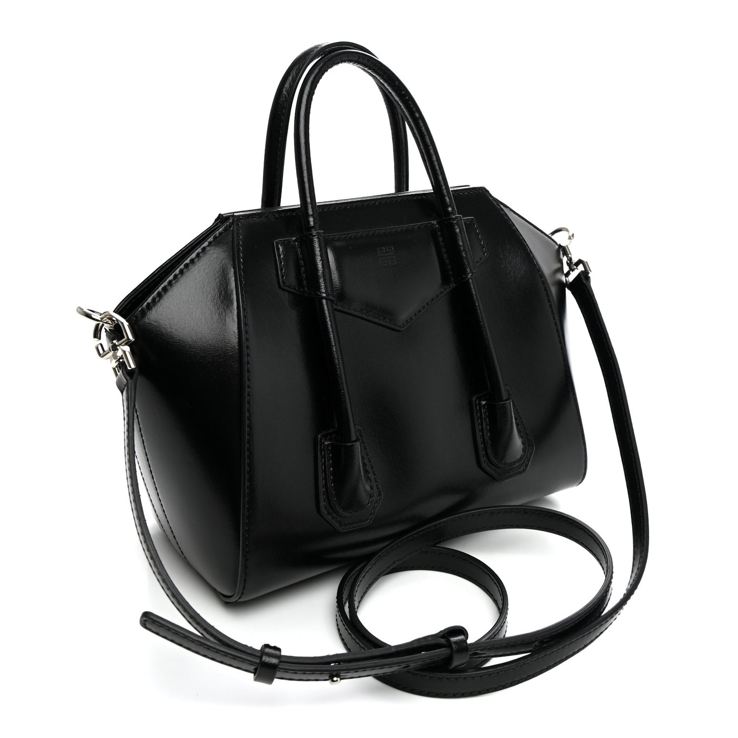Box Calfskin Mini Lock Antigona Shoulder Bag Black