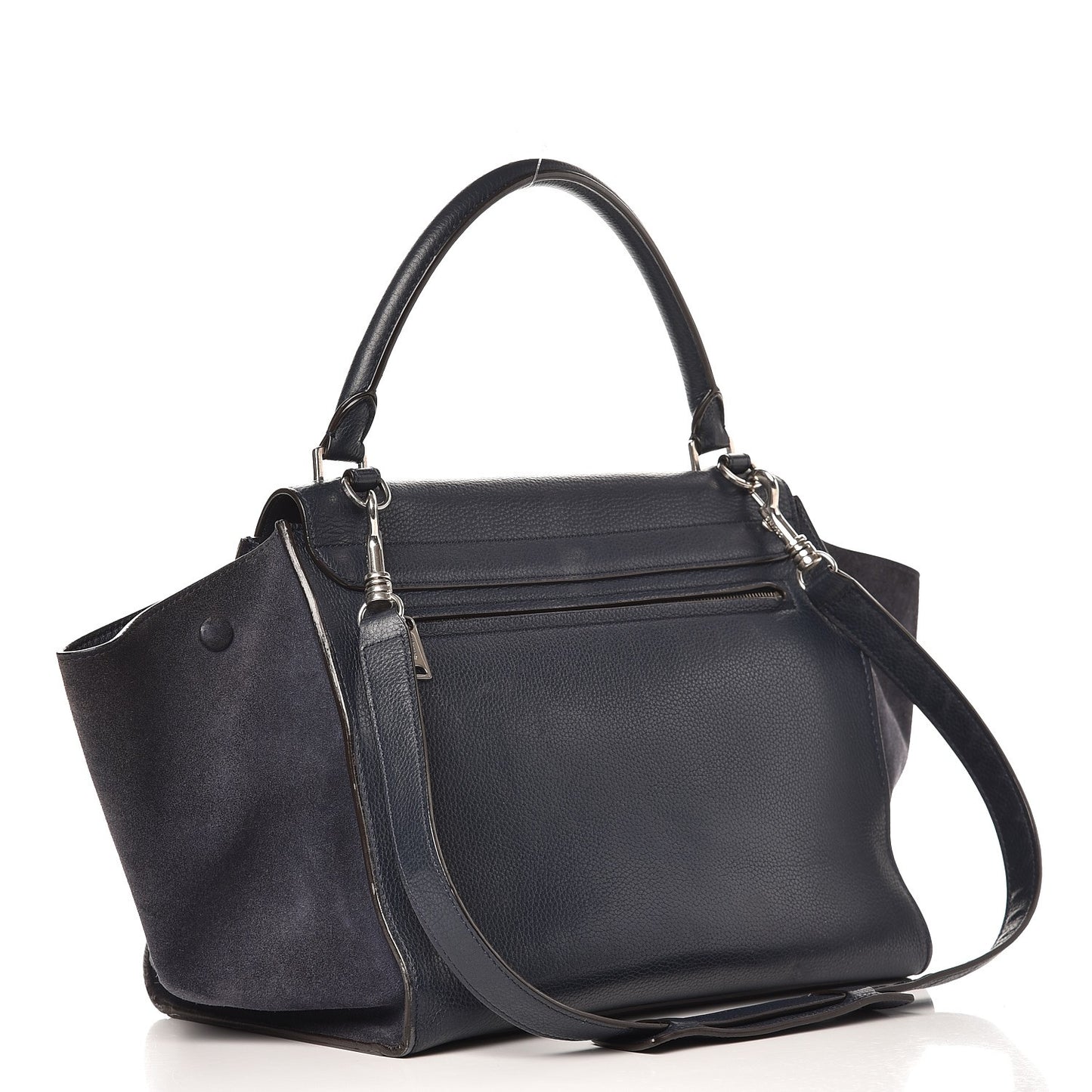 Drummed Calfskin Suede Medium Trapeze Navy
