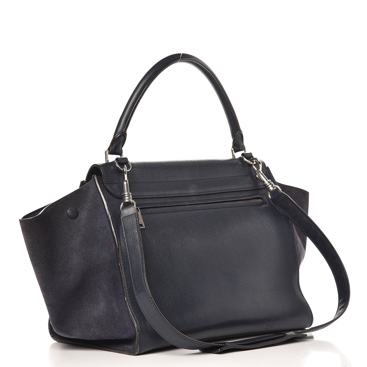 Celine Drummed Calfskin Suede Medium Trapeze Navy 4 of 15