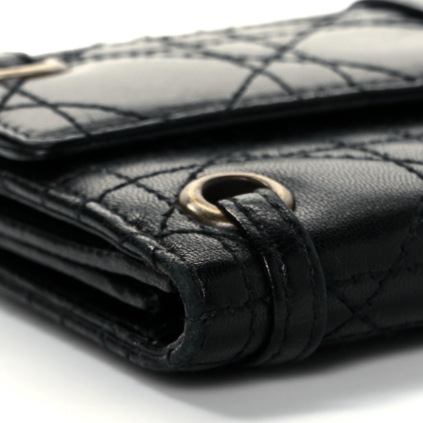 Lambskin Cannage Flap Wallet Black