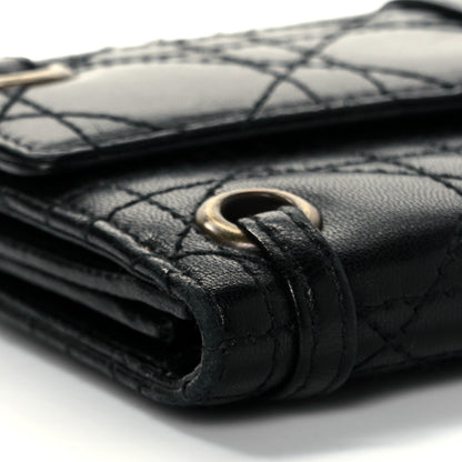 Christian Dior Lambskin Cannage Flap Wallet Black 8 of 9