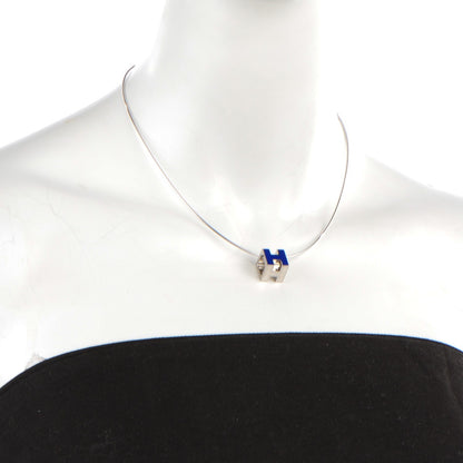 Hermes Palladium Laquer Cage d'H Necklace Royal Bleu 2 of 5