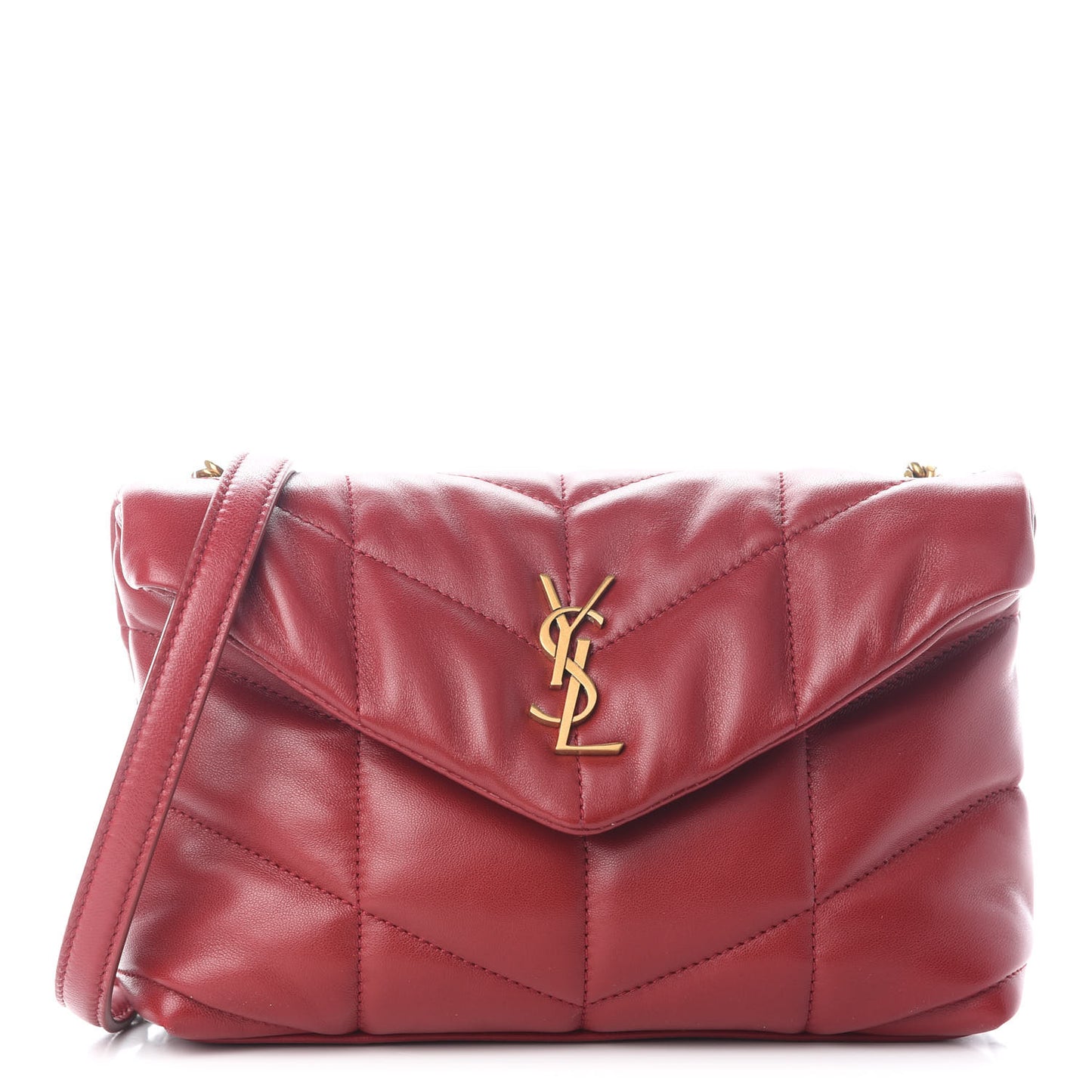 Lambskin Quilted Toy Loulou Puffer Monogram Chain Satchel Red