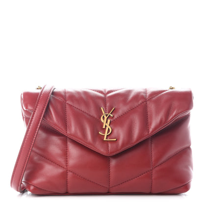 Saint Laurent Lambskin Quilted Toy Loulou Puffer Monogram Chain Satchel Red 1 of 7