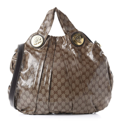 Gucci Crystal Monogram Medium Hysteria Tote Dark Brown 1 of 9