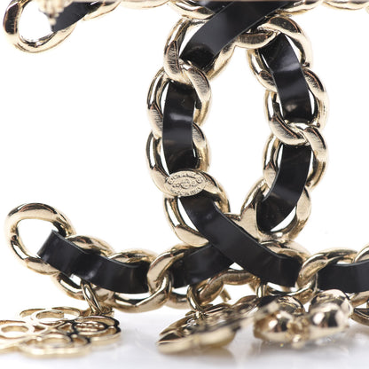 Chanel Lambskin Crystal Chain CC Charms Brooch Black Gold 4 of 5