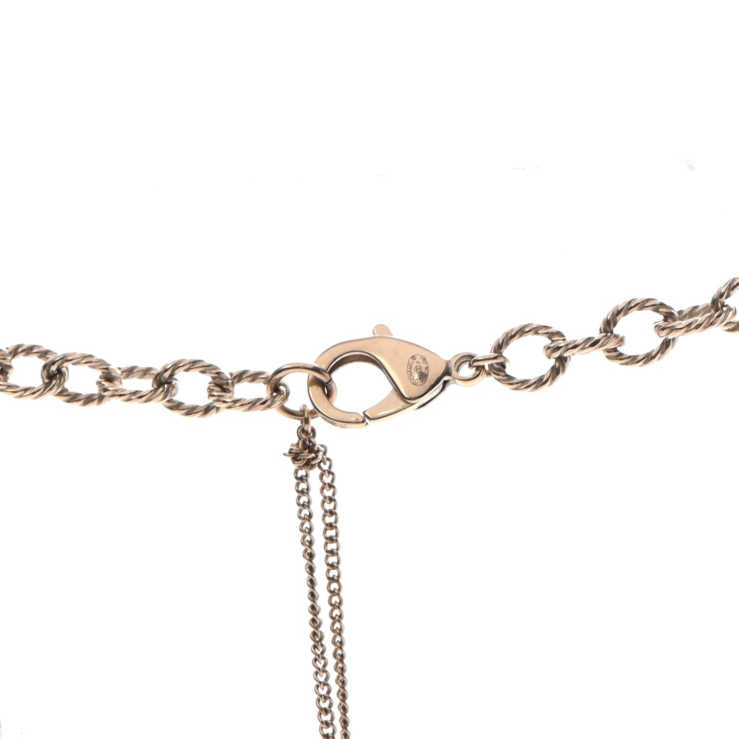 Metal Pearl CC Necklace Gold