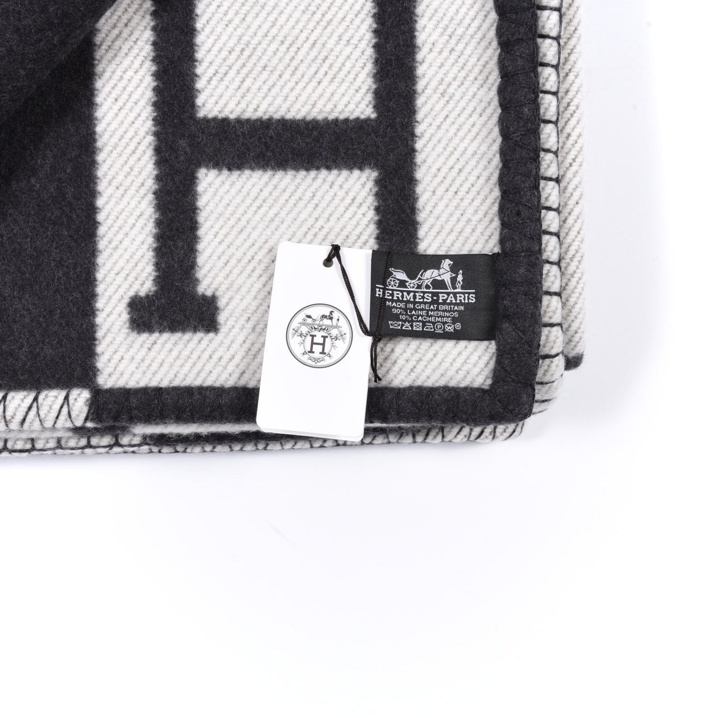 Wool Cashmere Avalon Blanket Ecru Gris Fonce