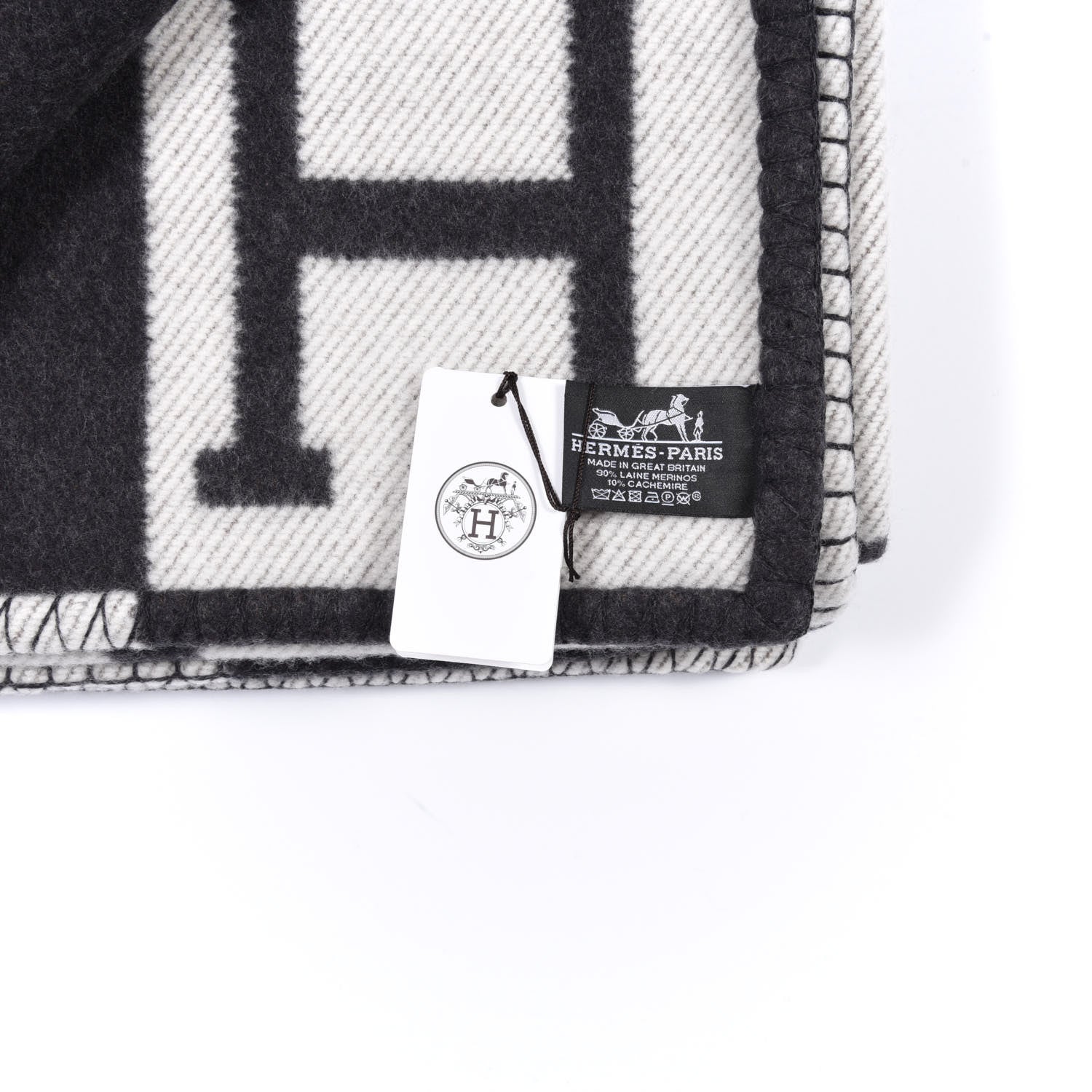 Hermes Wool Cashmere Avalon Blanket Ecru Gris Fonce 3 of 3