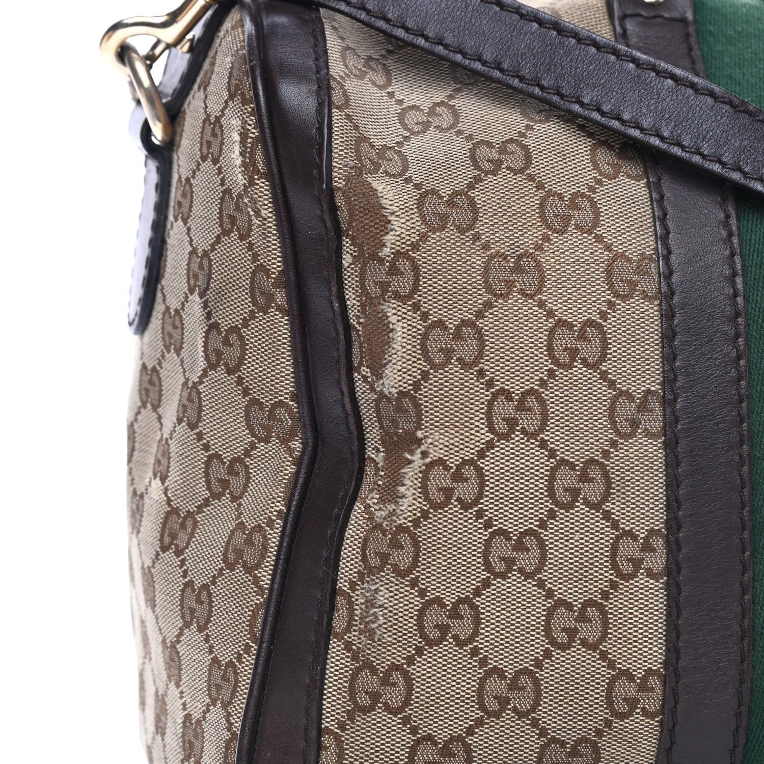 Gucci Monogram Vintage Web Medium Boston Dark Brown 15 of 26