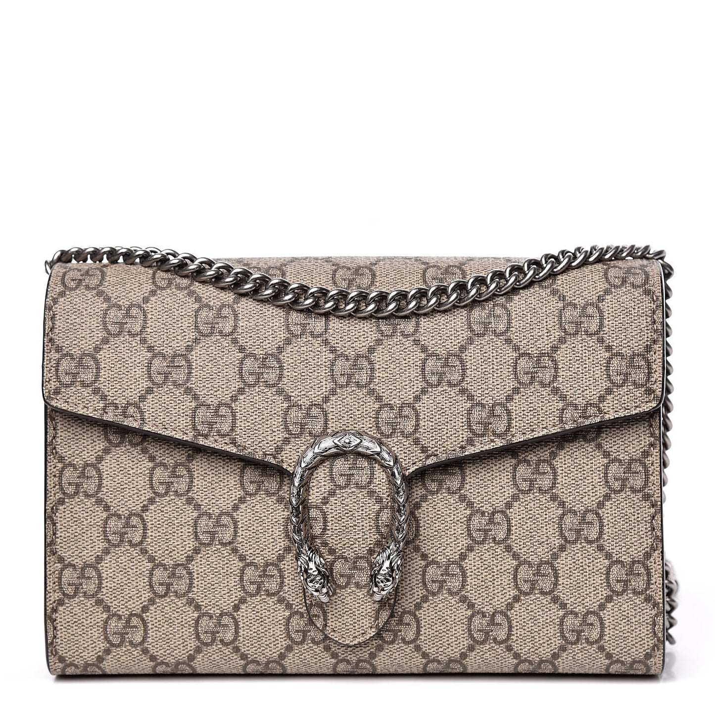GG Supreme Monogram Mini Dionysus Chain Wallet Beige Taupe
