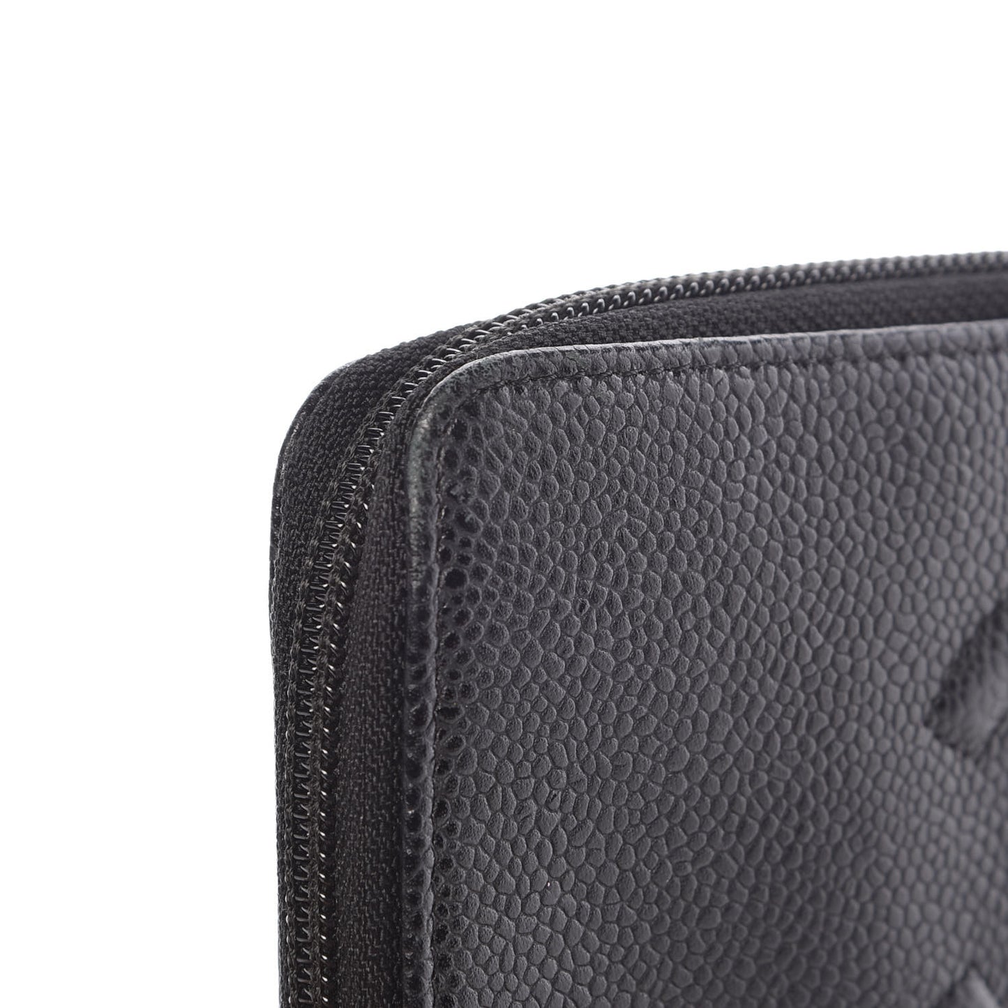 Caviar Large Timeless CC Zip Around Wallet Black