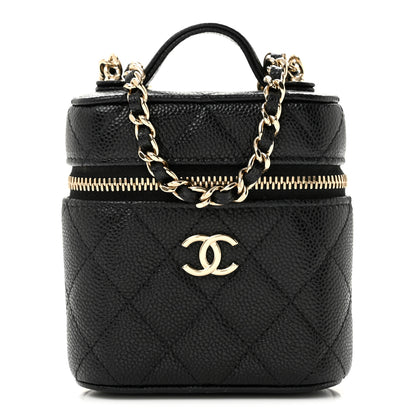 Chanel Caviar Quilted Small Handle With Care Vanity Case With Chain Black 1 of 11