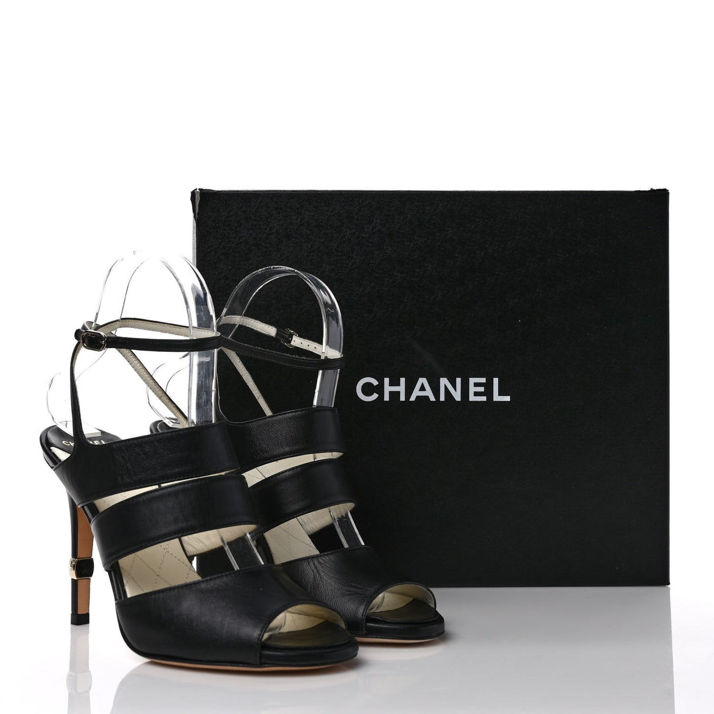 Lambskin CC Strappy Sandal 37 Black