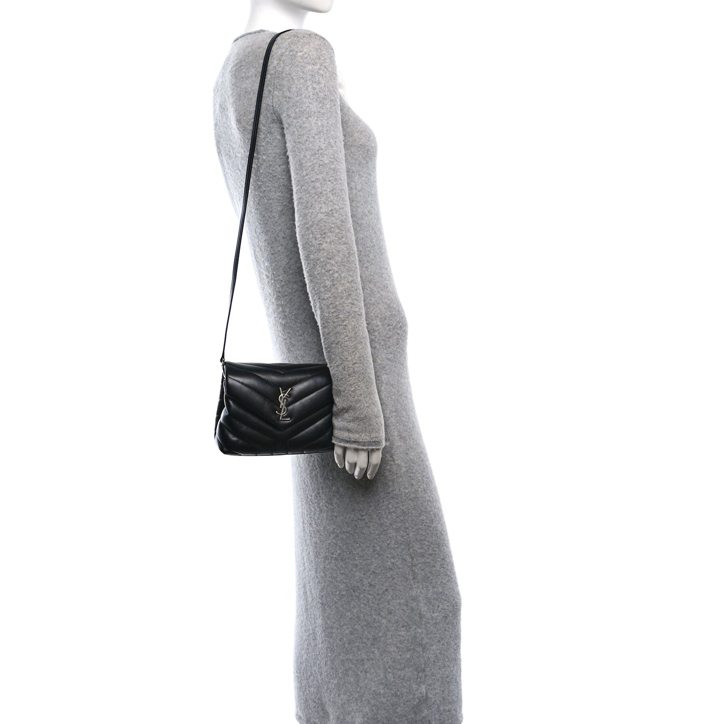 Calfskin Y Quilted Monogram Toy Loulou Crossbody Bag Black