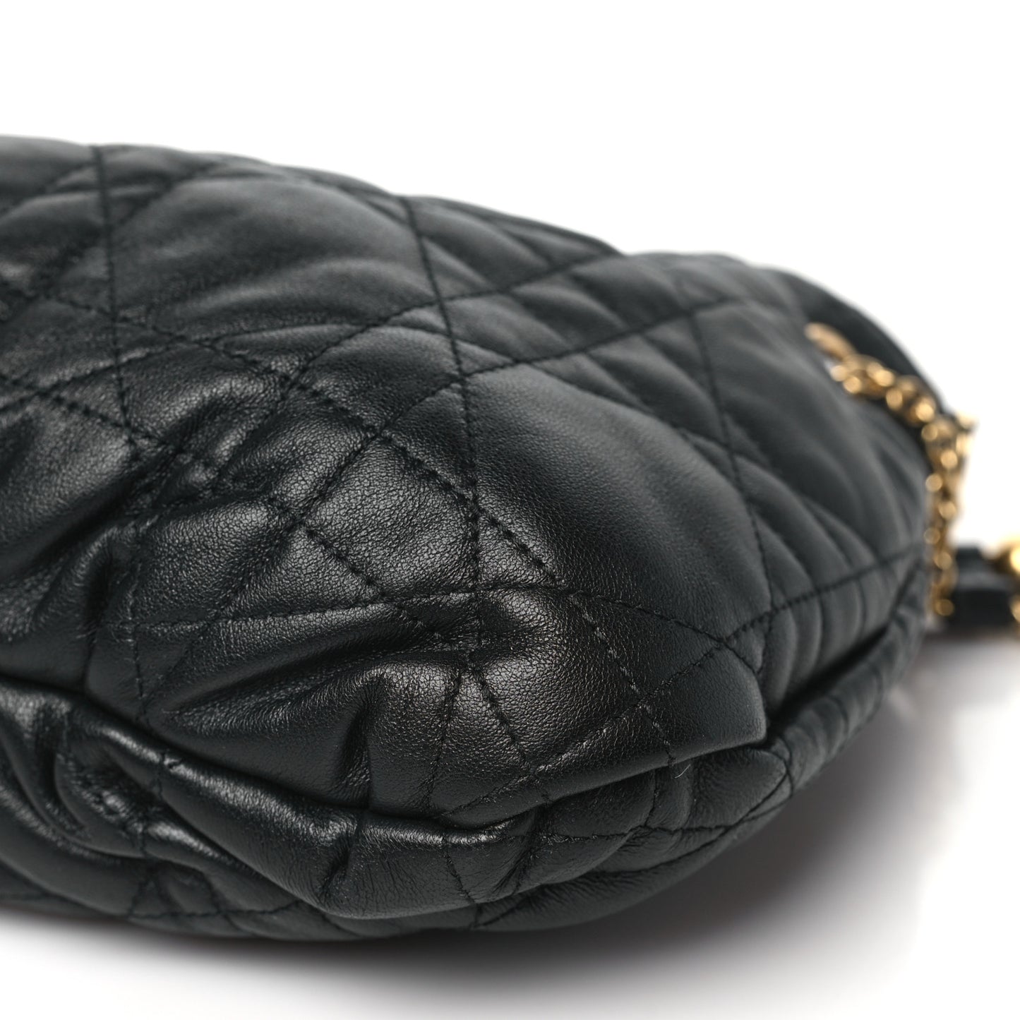 Lambskin Supple Macrocannage Medium Ammi Bag Black
