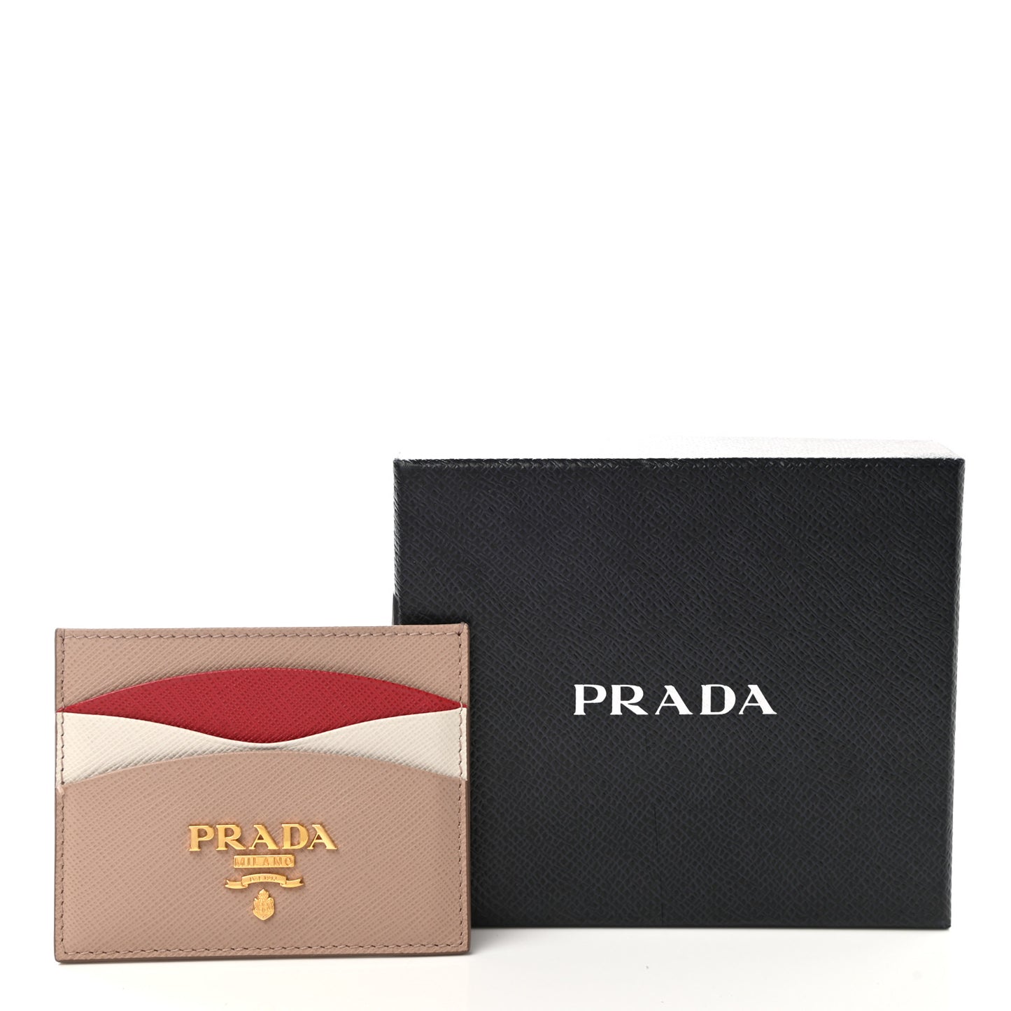 Saffiano Card Holder Powder Pink Fiery Red