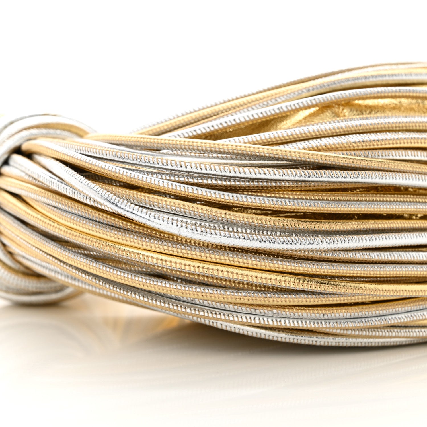 Bottega Veneta Tubular Laminated Lambskin Mini Jodie Gold Silver 9 of 10