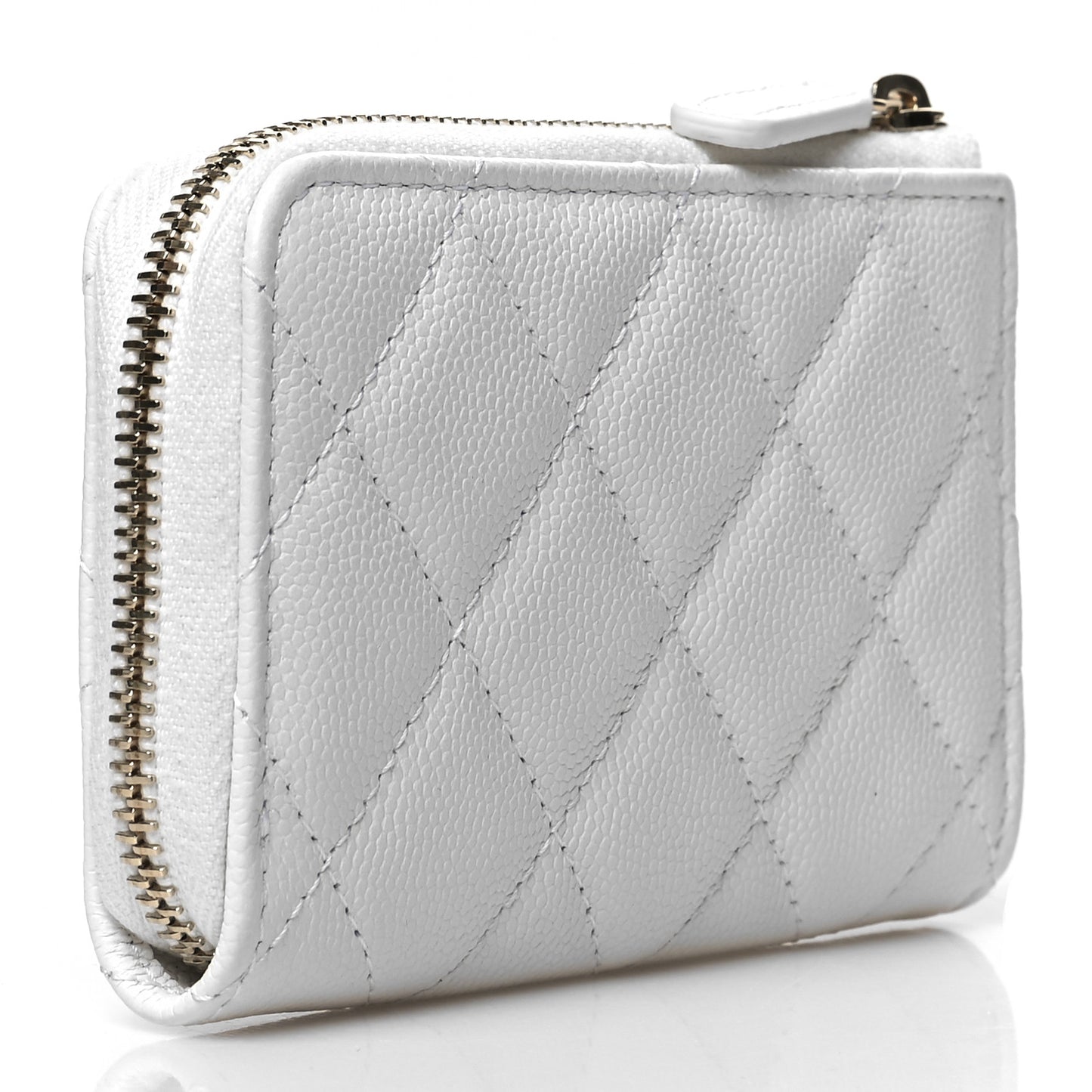 Caviar Quilted Zipped Key Holder Case White