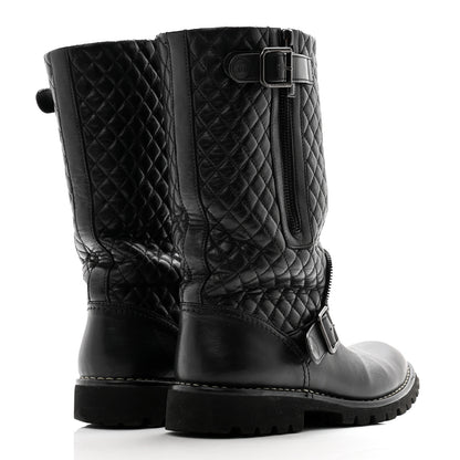 Chanel Calfskin Quilted Biker Boots 40 Black 4 of 11