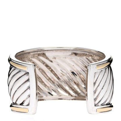 David Yurman Sterling Silver 18K Yellow Gold 41mm Sculpted Cable Cuff Bracelet 2 of 3