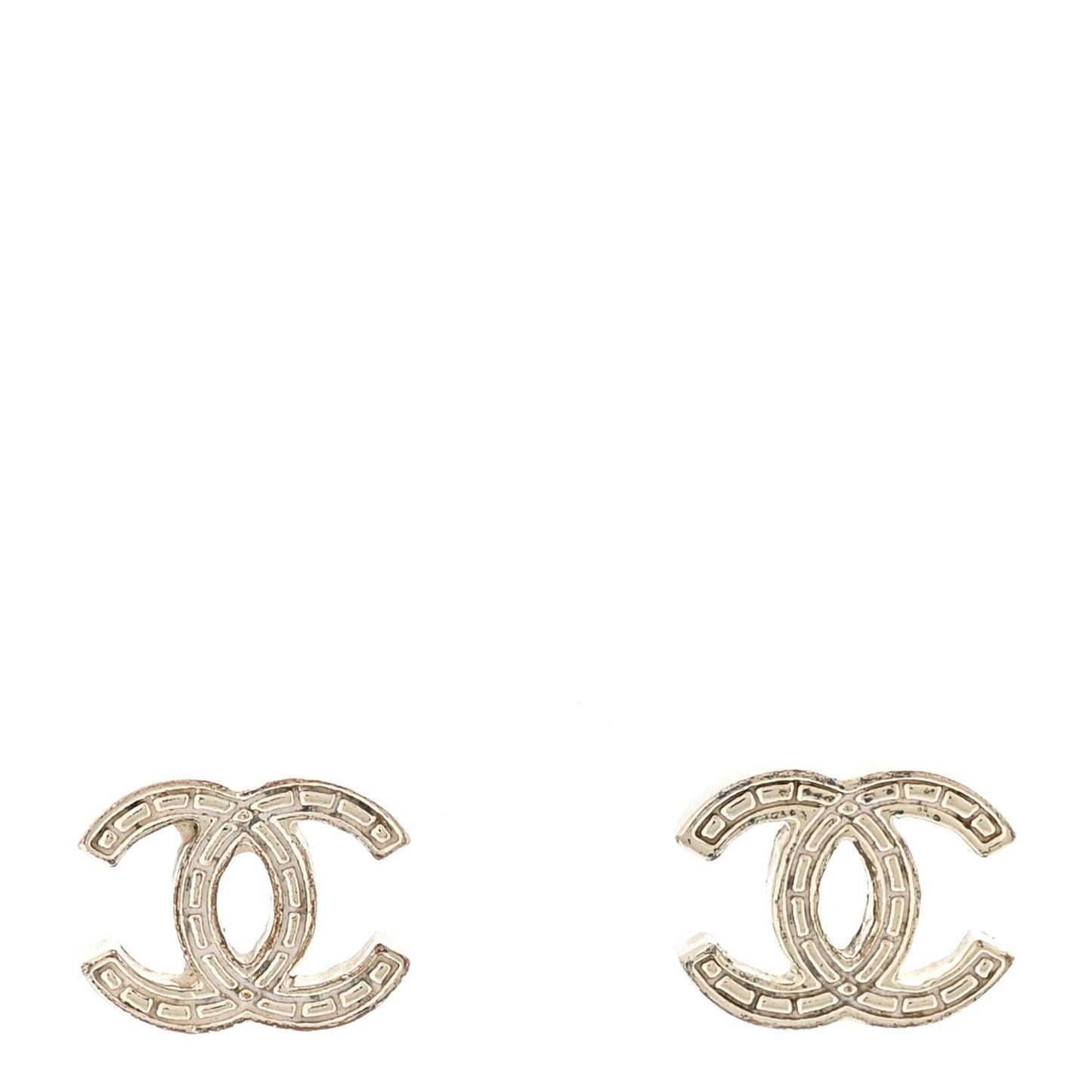 Metal CC Mini Stud Earrings Silver